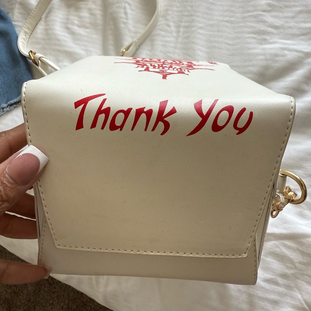 Thank You White and Red Women's Bag